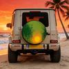 Polyester Fiber Natural Bamboo Shadow Sunset Pattern Spare Tire Cover For Cars, Outdoor Tire Protection Sleeve, Fits Various Veh