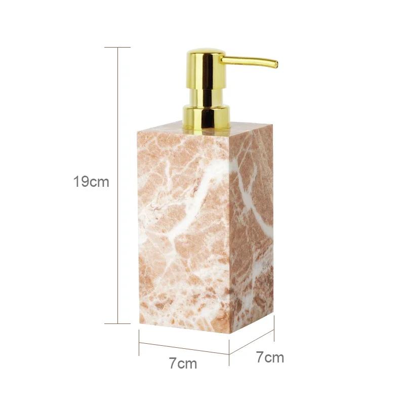 Coral Pink Natural Marble Set for Bathroom Soap Dispenser Soap Dish Toothbrush Holder Tissue Box Tray Bathroom Accessories