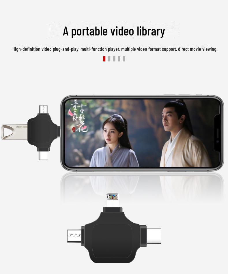 3-in-1 Multi-Function OTG Adapter: USB 3.0, Type-C, and Apple-Compatible for Android Phones