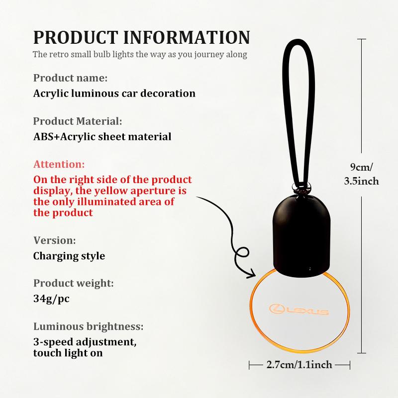 For Lexus Car Rearview Mirror Ornament LED Light Hanging Atmosphere Lamp RX350 IS250 IS200 GS300 LX570 RC350 UX250h ES350 AEP1