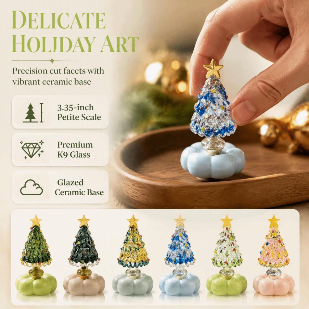 Miniature Christmas Tree Ornament Handcrafted Glass Sculpture  Living Room Decoration
