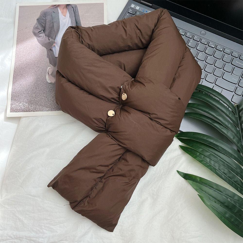 Keep Warm Cotton Padded Scarf Solid Color Thermal Neckerchief Casual Down Neck Scarf  Hiking