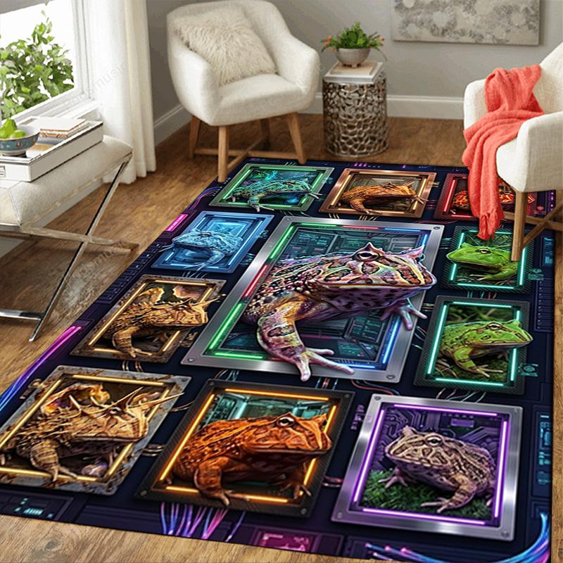 Frog Species Digital Frames Pattern Rug Floor Mat for Living Room or Bedroom Soft and Comfortable Carpet a Gift for Birthday and Holiday.