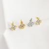 14K Gold Plated Cubic Zirconia Four-Leaf Clover Mini Pendant Charm