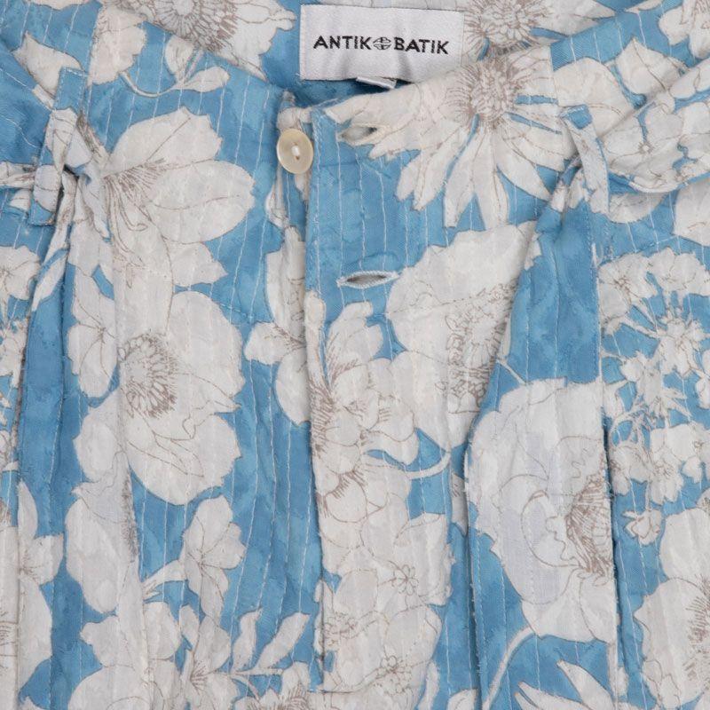 Light Blue Peony Carrot Pants with White Flowers for Women ANTIK BATIK
