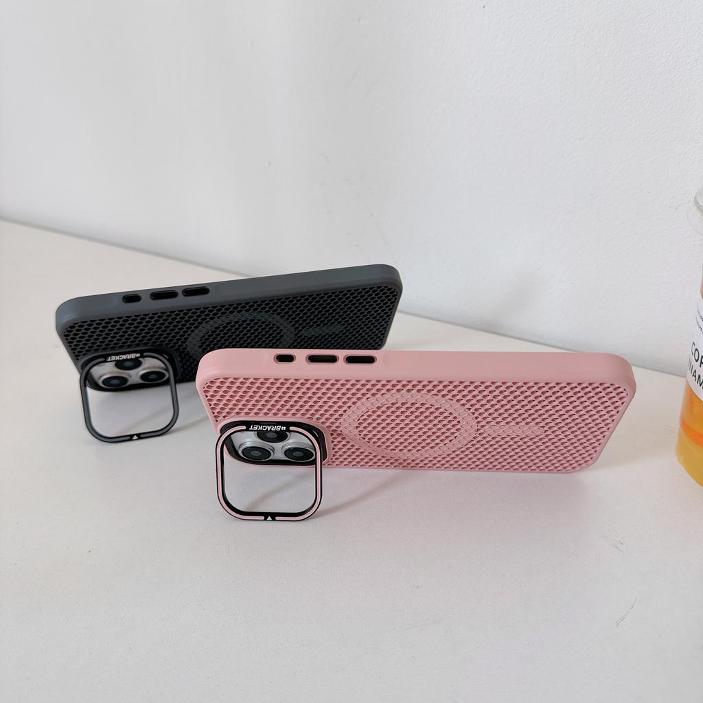 Shockproof Heat Dissipation Phone Case For iPhone 16 Pro Max 15 14 Plus 13 12 11 Pro Max  For Magsafe Metal Lens Stand Back Case