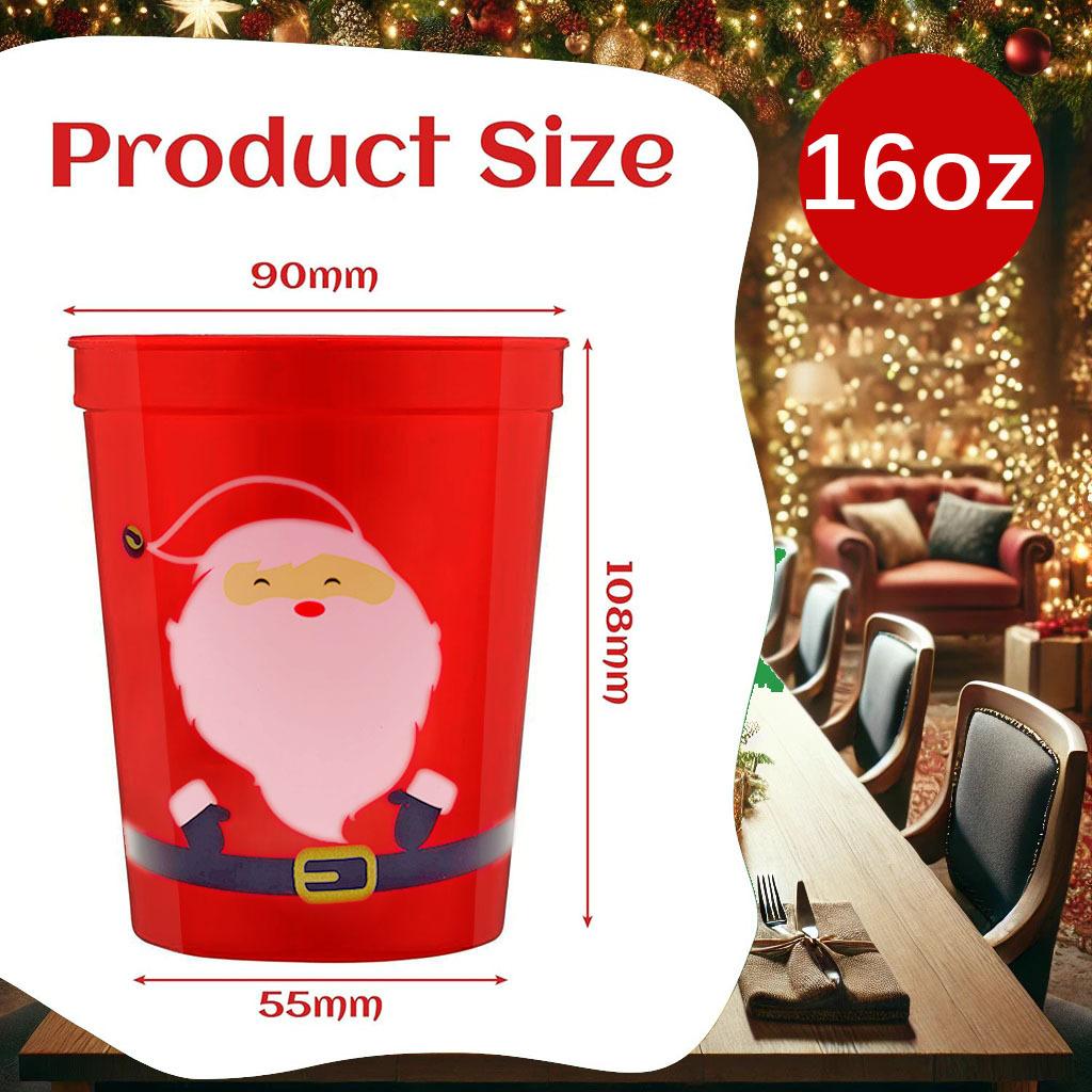 16oz Christmas Cups 1pcs Christmas Plastic Cups Bulk Reusable Plastic Cups Christmas Party Stadium Cups