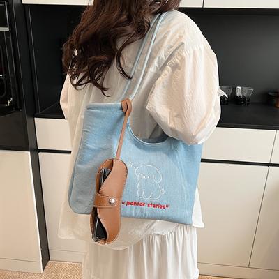 2025 Spring New Cartoon Puppy Tote Bag Large Capacity Commuting Simple Portable Shoulder Bag Fashionable Tote Bag