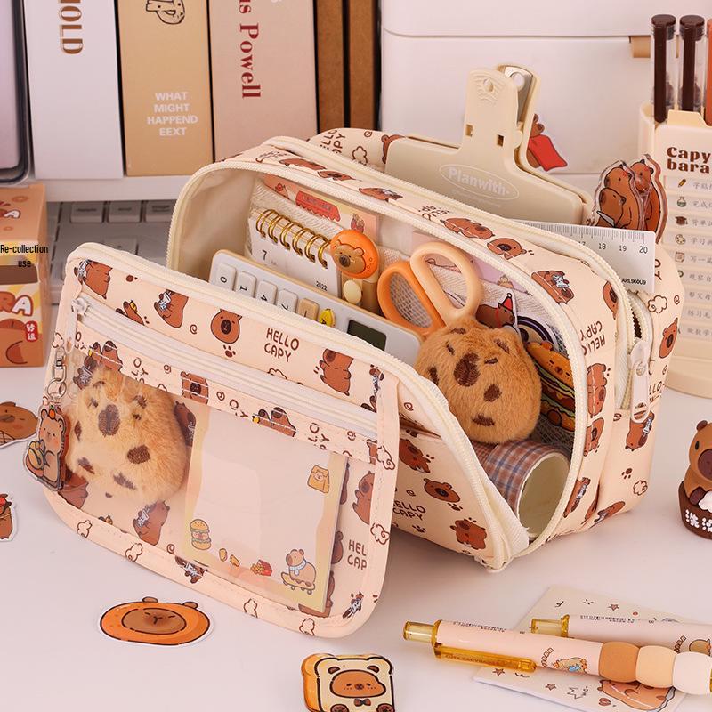Capybara Large-Capacity Pencil Case for Girls: Perfect for Primary and Junior High School Students