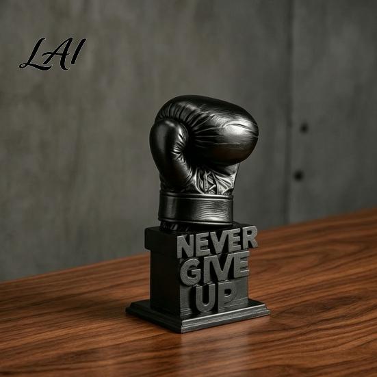 3D Printed Sports Decor Boxing Glove Desk Figurine Never Give Up Inspirational Motivational Desktop Perseverance Statue Resin Encouragement for Home