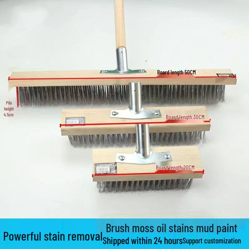 Long-Handle Stainless Steel Wire Brush for Outdoor Cement and Moss Cleaning