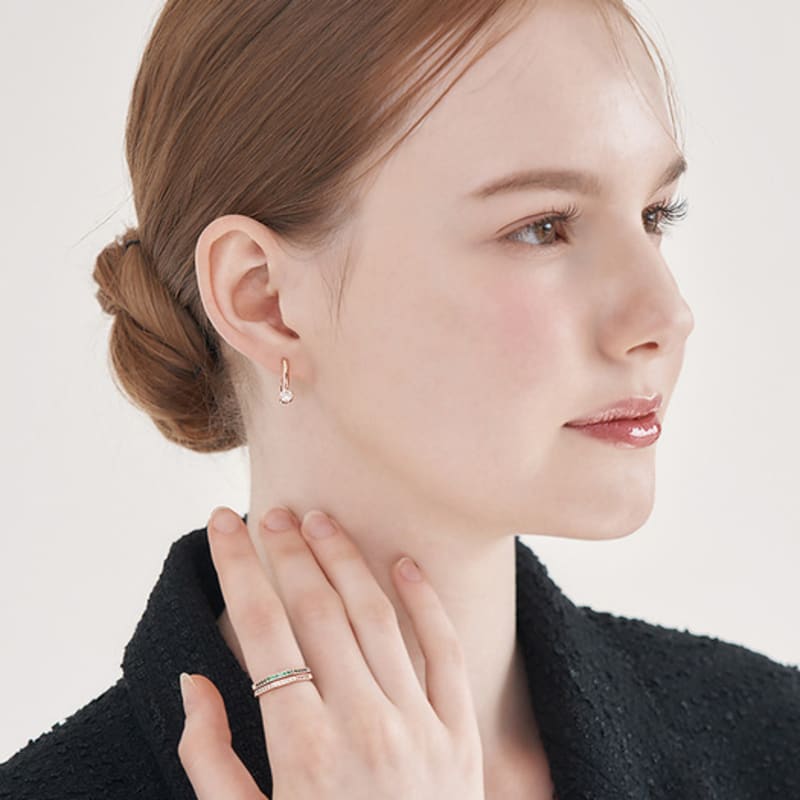 ELLE Jewelry 14K GF Basic Cubic Point One-Touch Earrings ELGPEE554