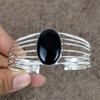 Black Onyx Gemstone Handmade 925 Sterling Silver Cuff Bangle Adjustable KKG-195