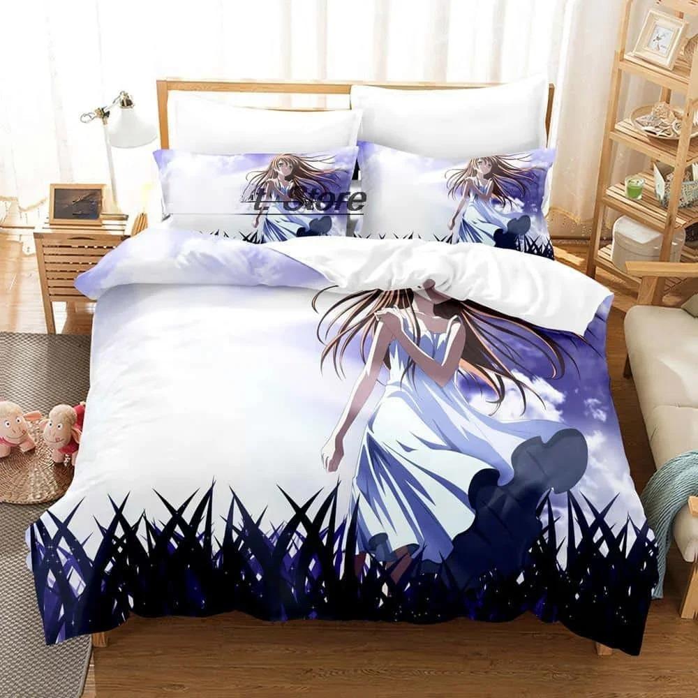 Nytt 3D-tryck Anime Sänglakan Set Clannad Sängkläder Set Enkelsäng Tvilling Full Queen King Size Sängset Vuxen Barn Sovrum Påslakanset