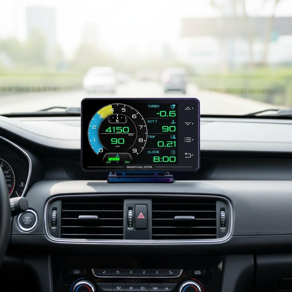 XS Car OBD2 Gauge Auto Speedometer Touch Button GPS HUD Head Up Display LCD Meter with Alarm Functions xs