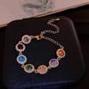 Adjustable Rainbow Rhinestone Bracelet Shiny Colorful Hand Chain Elegant Zircon Bracelet  Gifts