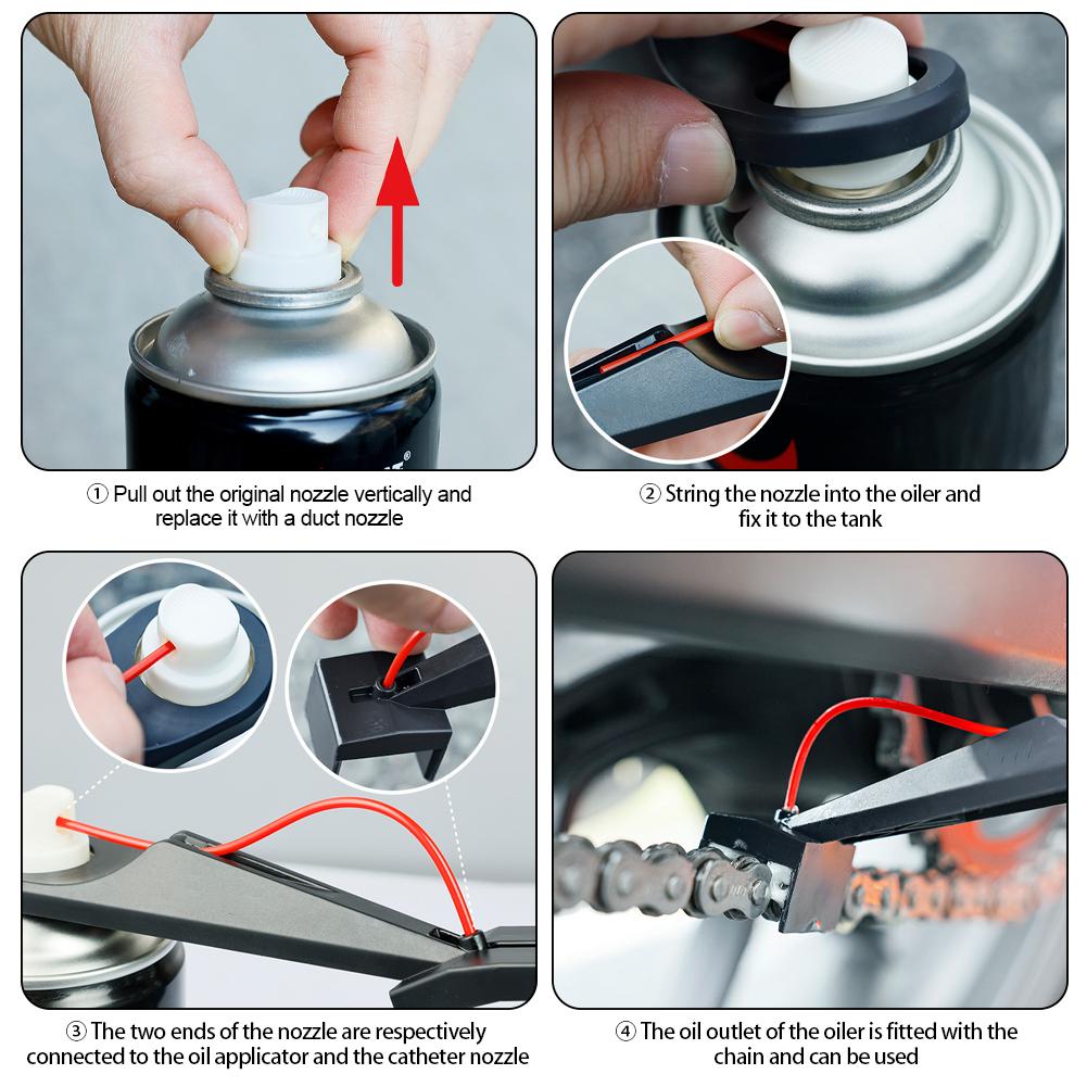 Motorcycle Chain Oiler Spray Gear Kit Motorcycle Chain Lube Applicator Mess-Free Chain Wax Chain Cleaner Attachment