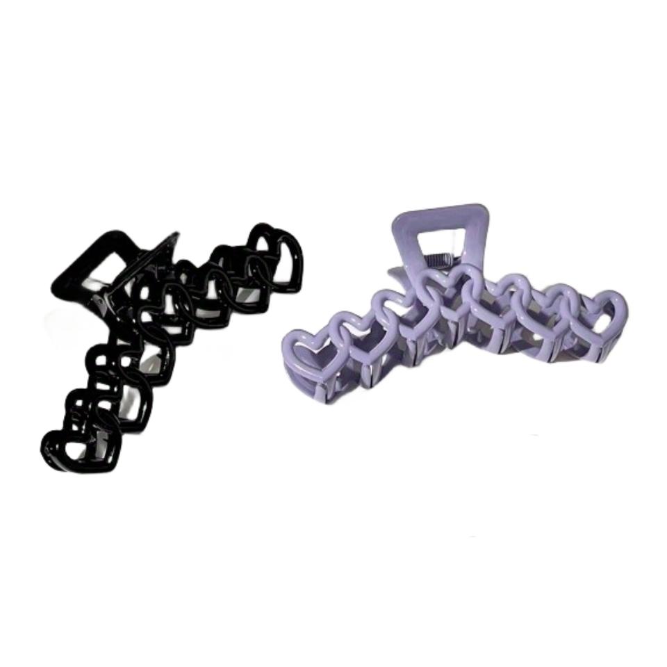 2Pcs Sweet French Style Hair Clips Women Plastic Heart-shaped Hairpin Candy Color Large Grab Cawl Clips Girls Hair Accessories