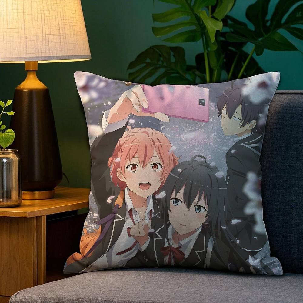 My Teen Romantic Comedy SNAFU Pillow Case Anti-dustmite Pillowcase Invisible zipper silky short plush Sofa cushion cover