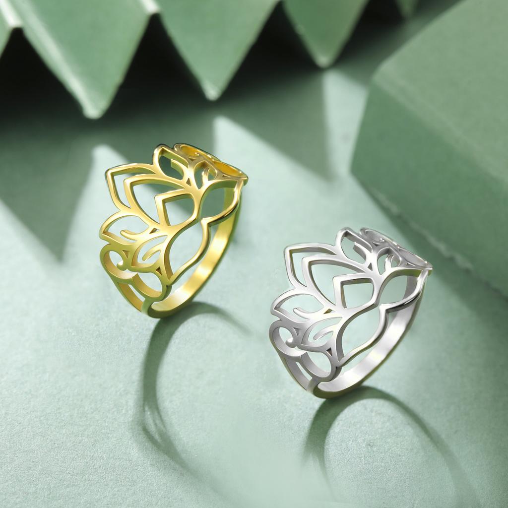 Simple And Fashion Lotus Design Women Ring Delicate Jewelry Gift Accessory
