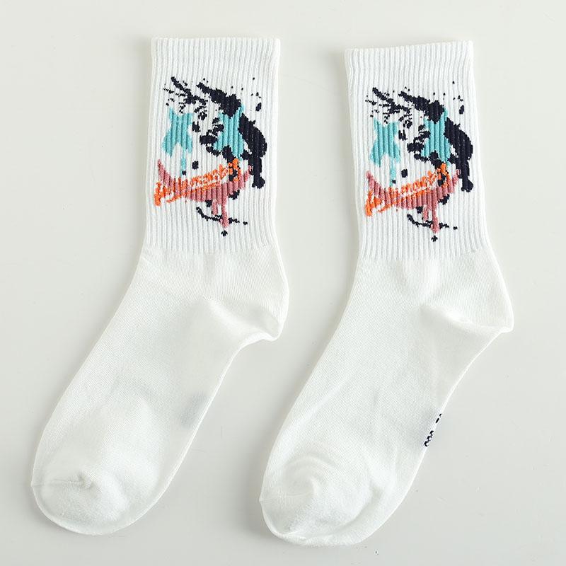 Roliga Herrstrumpor Glada Nya Mode Ins Stil Strumpor För Kvinnor Och Män Hip Hop Harajuku Tecknad Fotboll Bomullsstrumpor