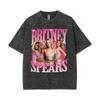 T-shirt Vintage Lavé Britney Spears Mugshot Hommes Femmes Hip Hop Oversize Manches Courtes Streetwear Mode T-shirts Décontractés