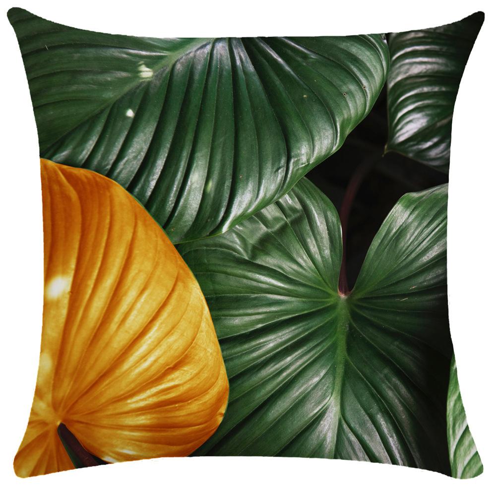 Green Plant Leaf Pillow Case Decorative Pillowcases Plush Cushion Cover 50X50 Nordic Leaves Throw Pillowslip Hotel Garden 45X45