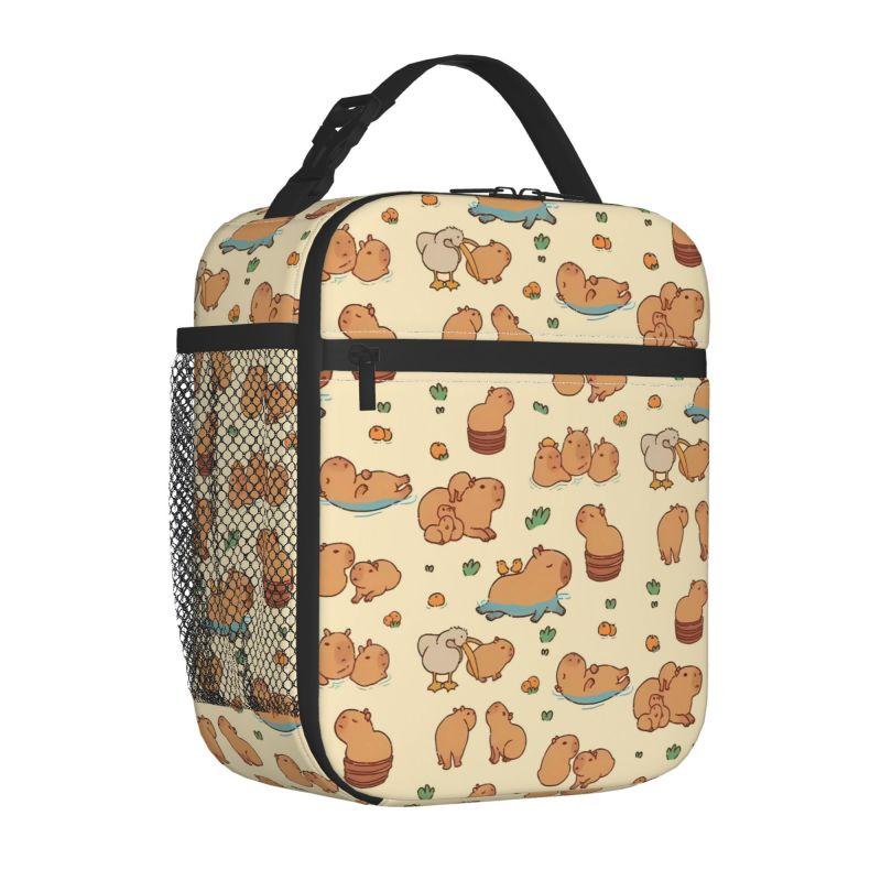 The Cute Capybara Loves Foam Tea Insulated Lunch Bag for Travel School Picnic Portable Food Container Portable Thermal Lunch Box