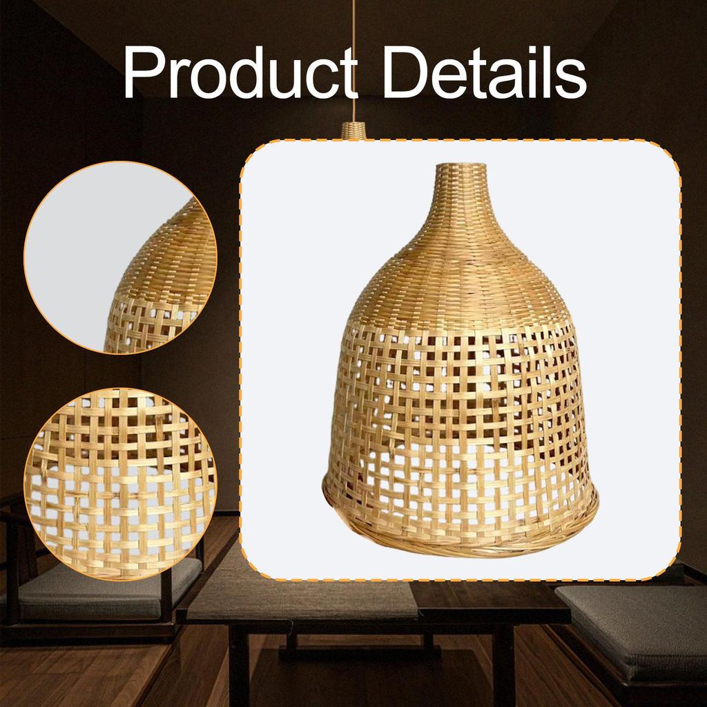 Handcrafted Bamboo Lampshade Retro Lamp Cover Decorative for Indoor Lighting Aesthetic Style