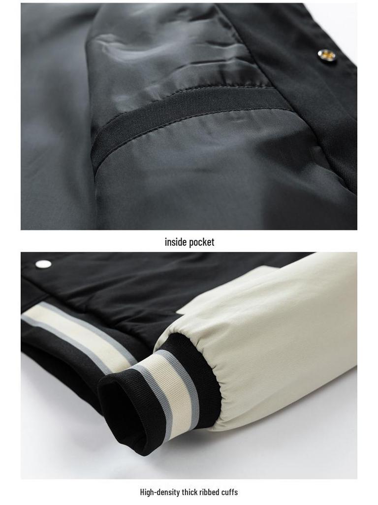 10XL Men's Trendy Plus Size Fleece-Lined Baseball Jacket - Thick Loose Outerwear for Teens