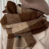 Women's Korean Style Wool Blend Camel Plaid Scarf - Versatile, Warm, High-End Gift