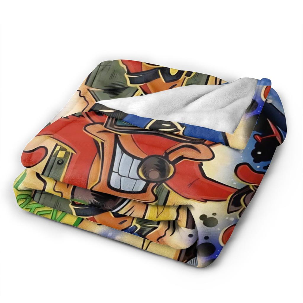 Crashs Bandicoots Flannel Blankets Warm Soft Throw Blanket for Home Decor Travel Graphic Bedspread Sofa Bed Cover