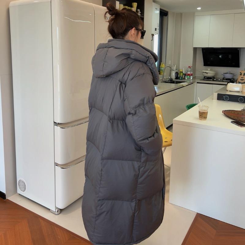 

Winter Fashion Loose Fit Long Coat Women Hooded Warm Overcoat Korean Style S сірий колір