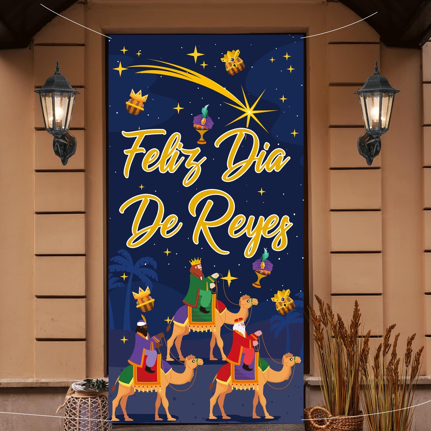 71 x35  Feliz Dia De Reyes Door Cover, Three Kings Day Decorations, Feliz Dia De Reyes Decorations, Happy Epiphany Decoration