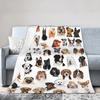 Retro Vintage Art Cute Dogs Warm Soft Blanket Kids Adult Plush Throw Blanket Novelty Outdoor Flannel Bedspread Sofa Bed Cover