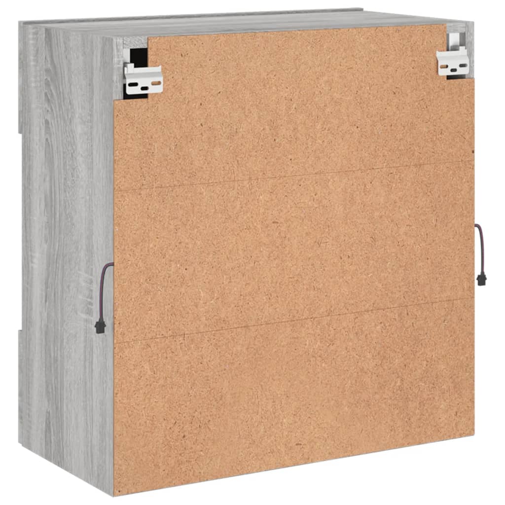 Wall Mounted TV Cabinet with LED Lights Grey Sonoma 58.5 x 30 x 60.5 cm