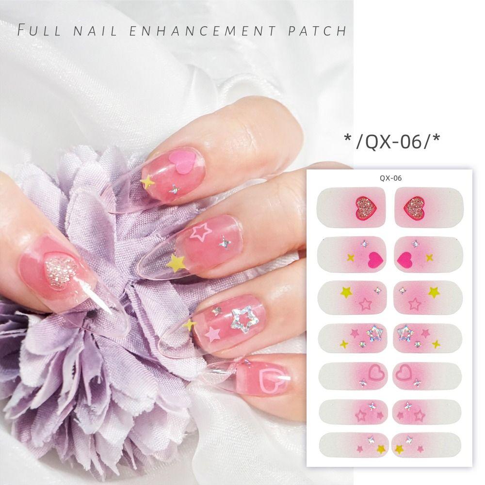 14 Streifen französischer Ölfilm-Nagelaufkleber, glitzerndes Gel, vollständige Nagelfolien, DIY-Nagelkunstherstellung