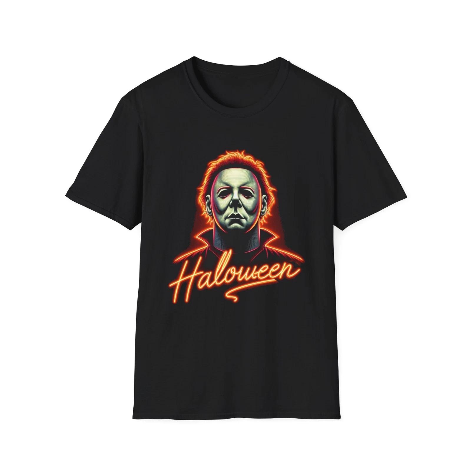 Men s and Women s T-shirts Glowing Menace: Michael Myers Neon Tee L