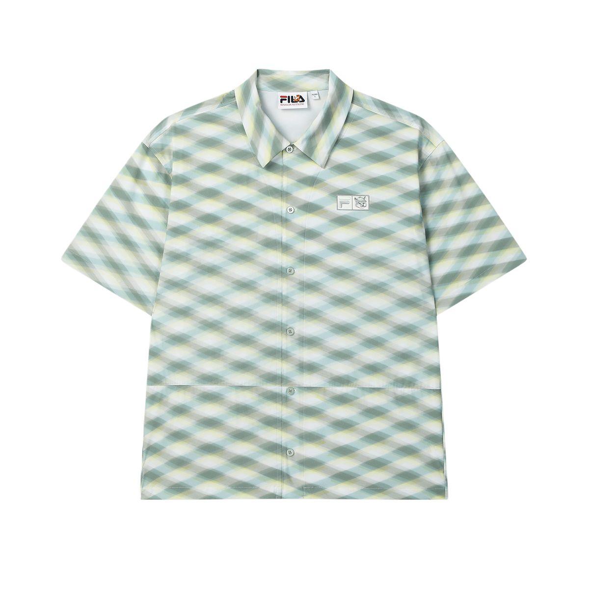FILA x MAISON KITSUNE ORIGINALE Shirt Men s Light Cyan Green L G F11M529404F-LG 2XL