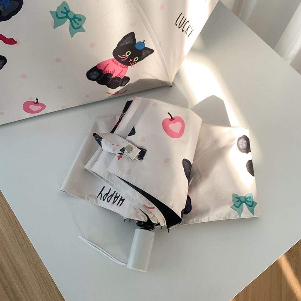 Cartoon Cat Pattern Folding Umbrella Automatic/Manual Lightweight Portable Rain Umbrella Windproof Anti UV Sunshade Umbrella