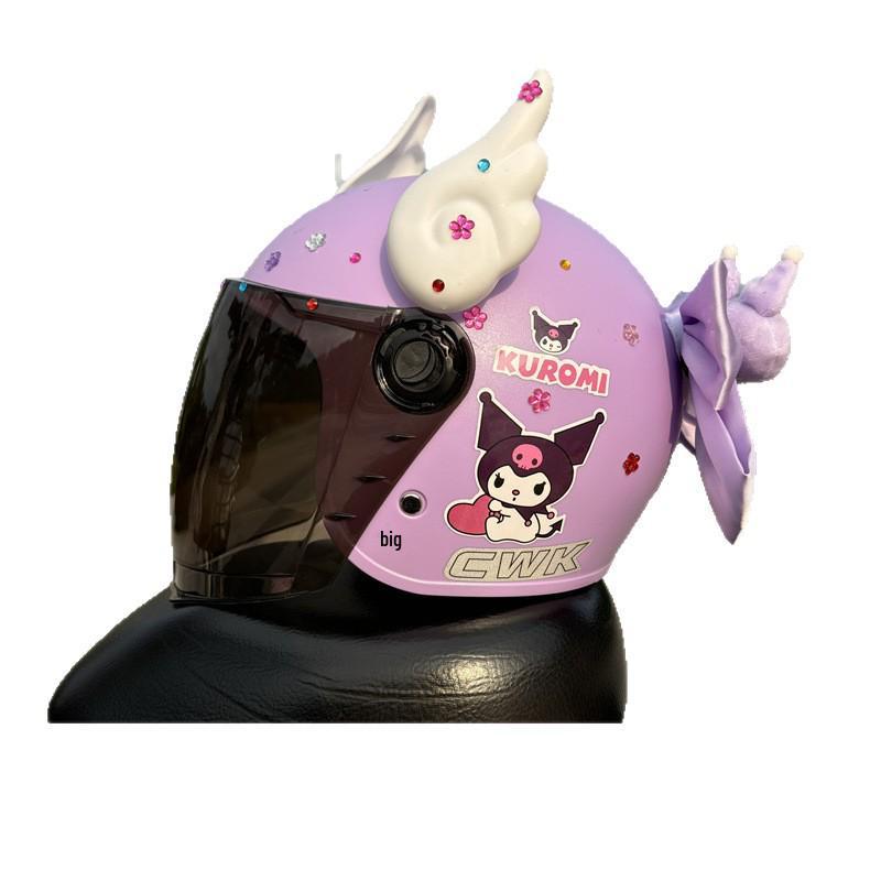 Kuromi Kids' Helmet: 1-12 Years, Fall-Resistant, Warm for Autumn/Winter, Electric Vehicle Safety.
