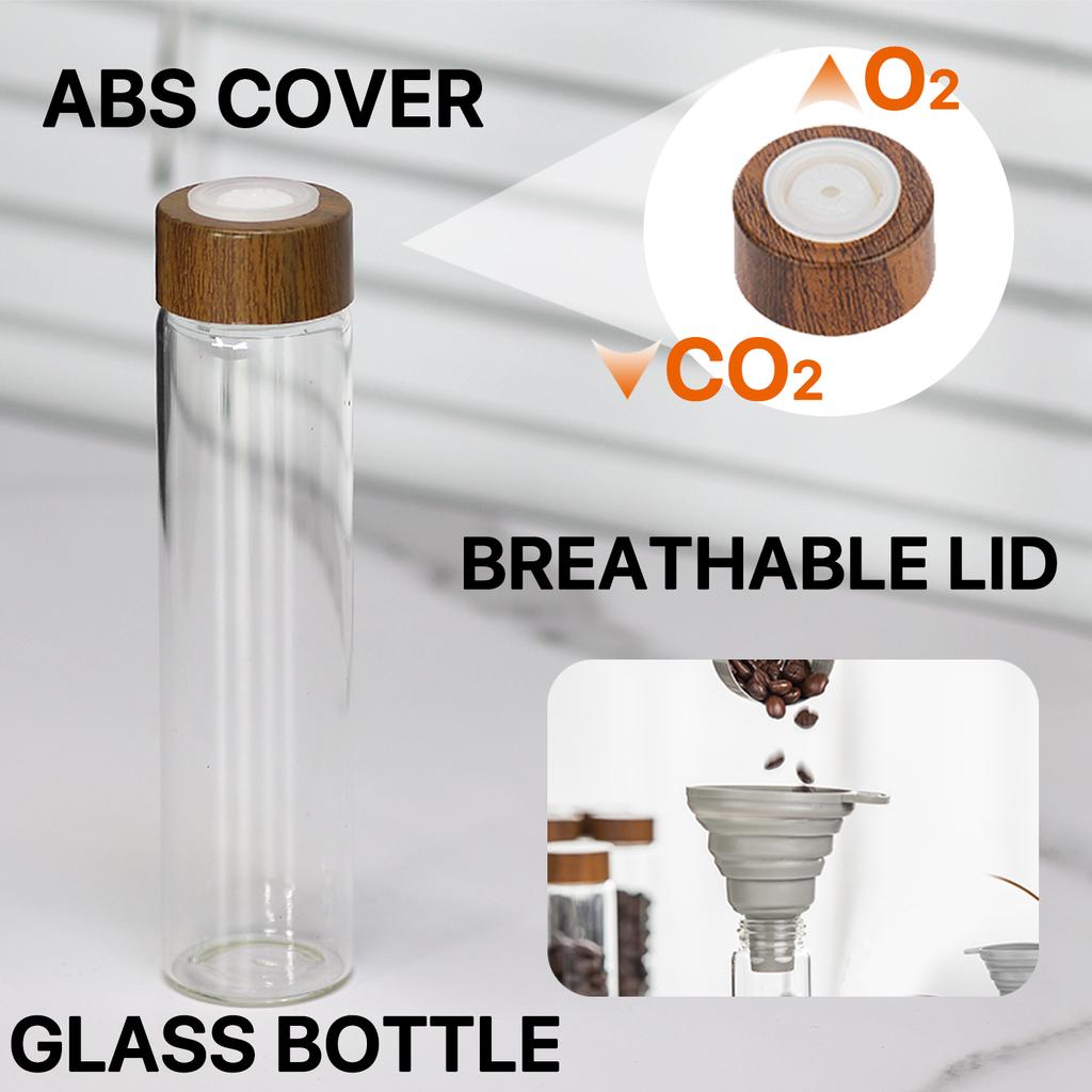 Kaffeebohnen Aufbewahrungsbehälter Präsentationsständer Walnuss Tee Dose Flasche Glas Espresso Kaffee Zubehör Werkzeug Barista Kaffeegeschirr Sets