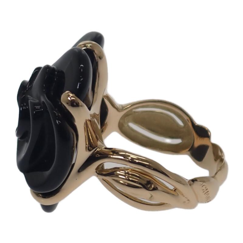 CHANEL  #16(JP Size) ring K18 yellow gold/onyx Women