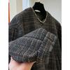 Women's Korean Plaid Woolen Coat – Autumn/Winter Petite, Long-Sleeved