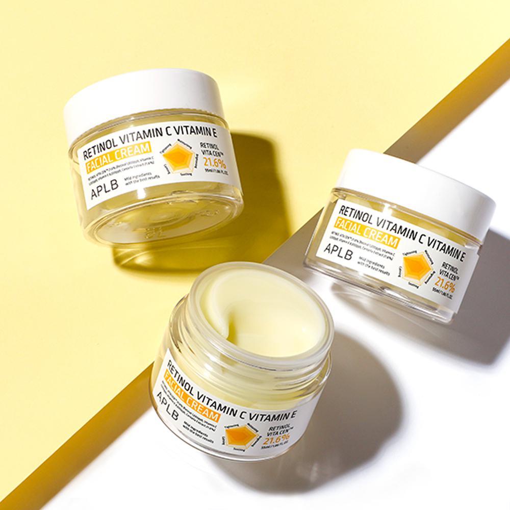 APLB Retinol Vitamin C Vitamin E Facial Cream 55ml - Brightening Nourishing, Korean