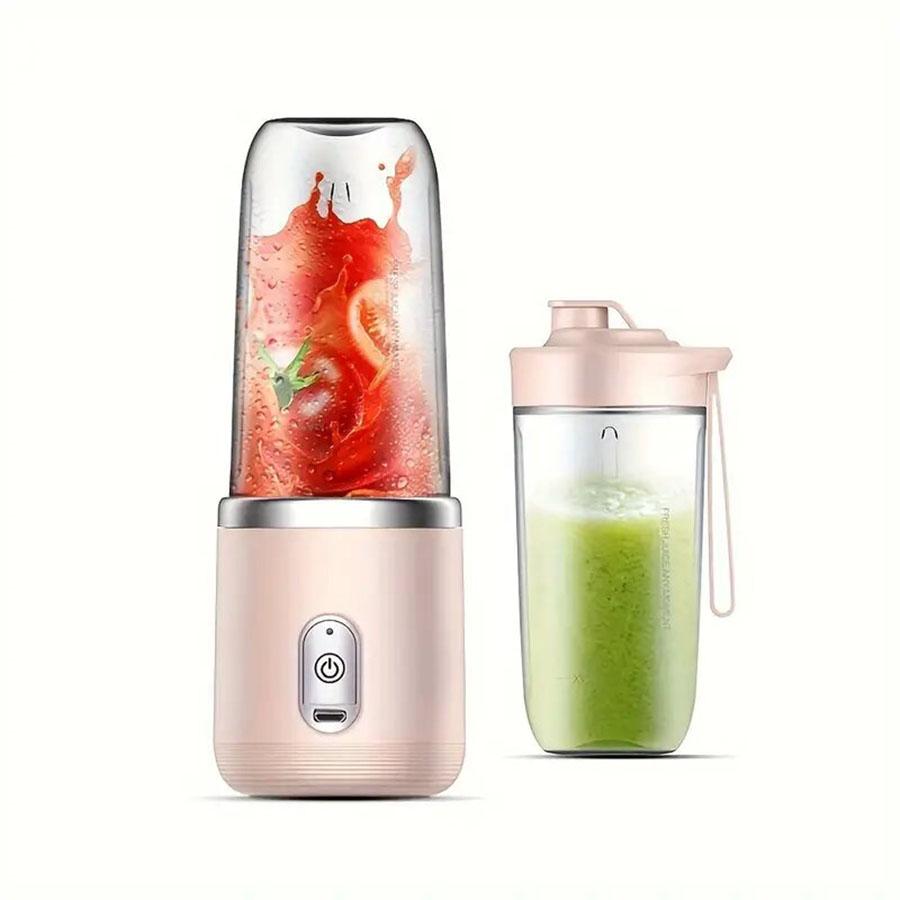 1set-New portable juicer with 2 cups, USB rechargeable mini blender, fresh juicer cup, personal sized smoothie blender розовый