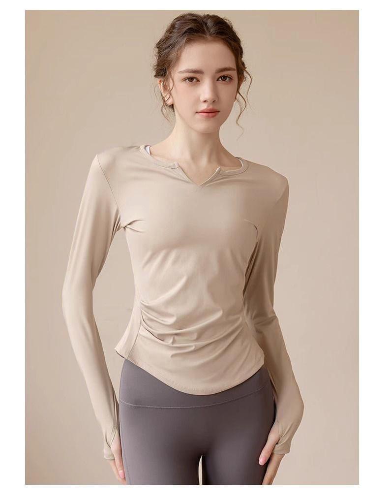 Slimming Yoga Suit Set: Women's V-Neck Quick-Dry Sports Top & Tight Training Pants