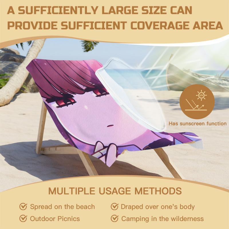 Tone Smoking Makima Anime Print Beach Towel Pool Towel Camping Towel Bath Towel Blanket for travel