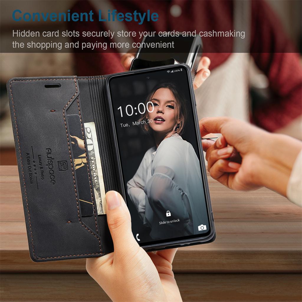 Premium Vintage Leather Wallet Case for Samsung Galaxy A72 4G/5G - RFID Protection Flip Cover with Card Slots, Shockproof Retro Style (4 Colors)