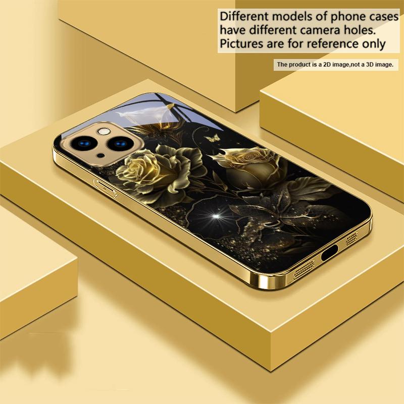 Jewel like brilliance For IPhone 17Pro Max 16 17 Pro 15 Pro 14 13 Plus 12 Mini 11Pro Max XR 16E 17 Air Golden glass phone case